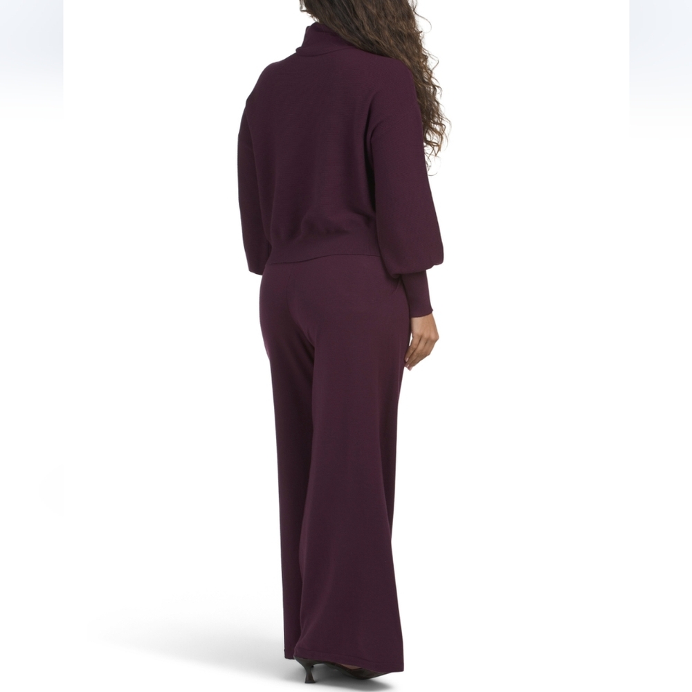 SIONI Women's Cabernet Turtle Neck Sweater And Pants Set - Picture 2 of 5